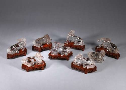 A group of 8 crystal horse ornaments