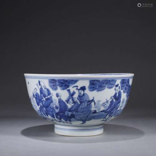 A blue and white figure porcelain bowl