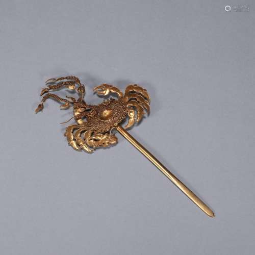 A gilding silver crab shaped hairpin