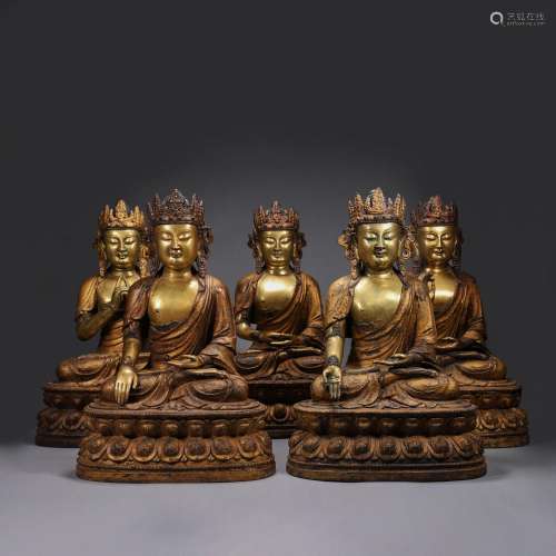 5 gilding copper buddha statues