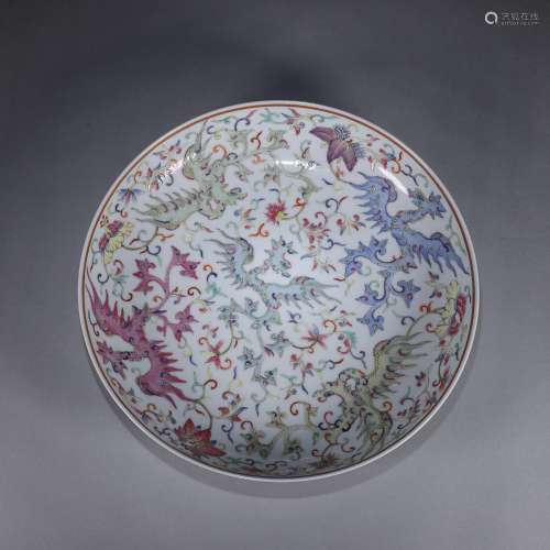 A famille rose phoenix bird porcelain plate