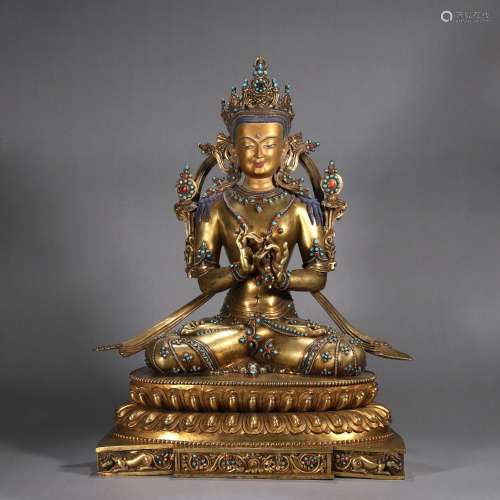 A gilding copper Mahavairocana buddha statue
