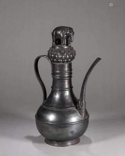 A silver elephant pot