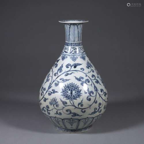 A blue and white flower porcelain yuhuchunping