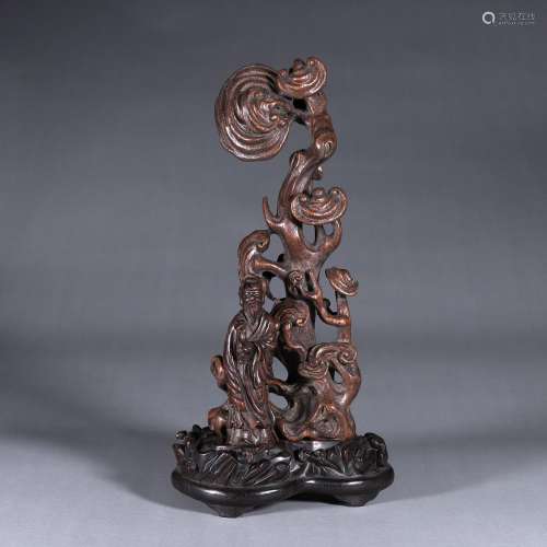 An aloeswood lucid ganoderma and figurine ornament