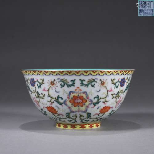 An enamel flower porcelain bowl