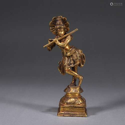 A gilding copper figurine