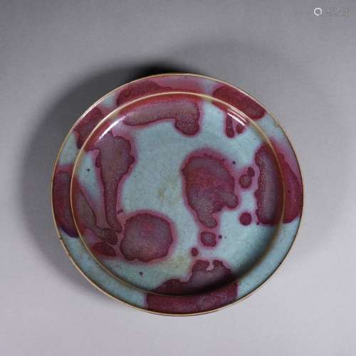 A Jun kiln red spotted porcelain plate