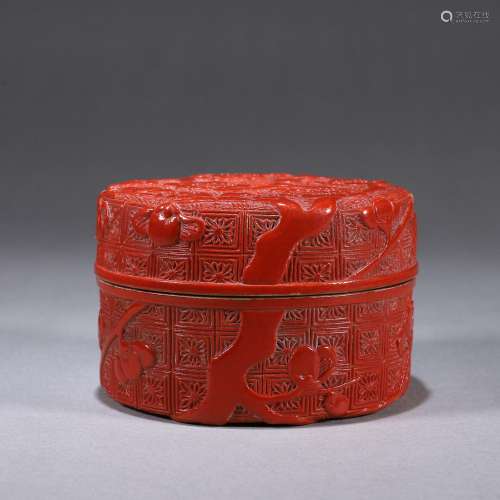 A carved lacquer inkpad box