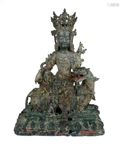A Guanyin 'Siṃhanada Avalokitesvara' seated on a myt...