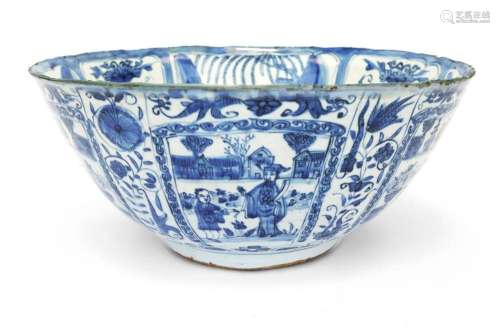 An impressive large blue and white kraak porcelain bowl