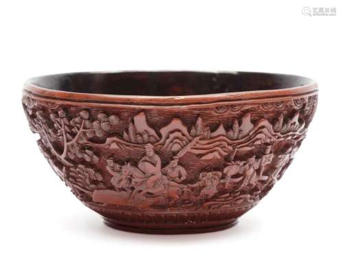A red-lacquered cinnabar bowl