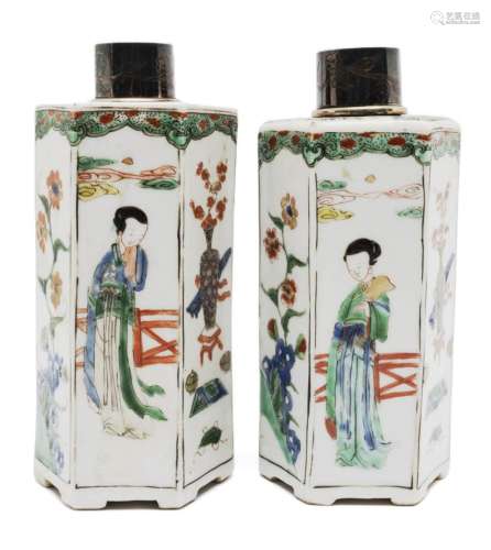 Two famille verte tea canisters