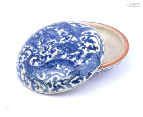 A small round soft paste blue and white box