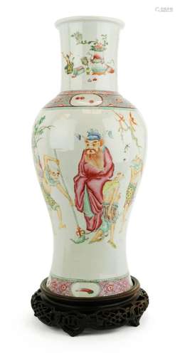 A large Chinese famille rose 'Zhong Kui' vase