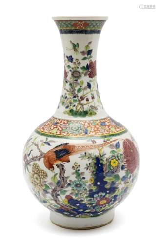 A large famille rose bottle vase