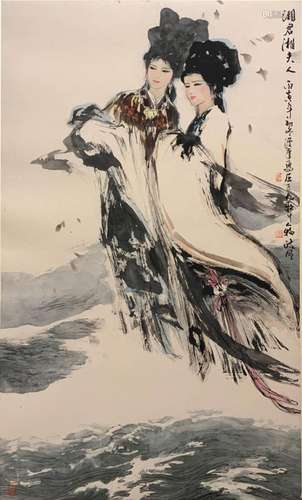 Chen Zhengming (1941), a Chinese painting of two beauties (湘...