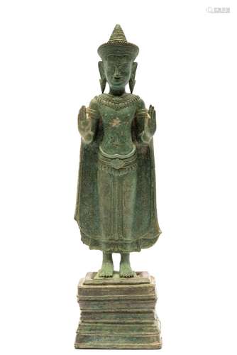 A Khmer, Angkor Vat style bronze figure of Buddha Śākyamuni