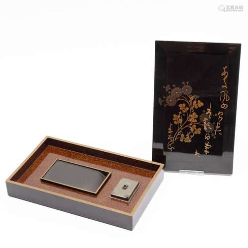 A Japanese lacquer ware writing box (suzuribako)