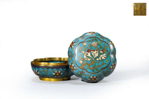 Cloisonne Enamel Box and Cover, Qianlong Mark