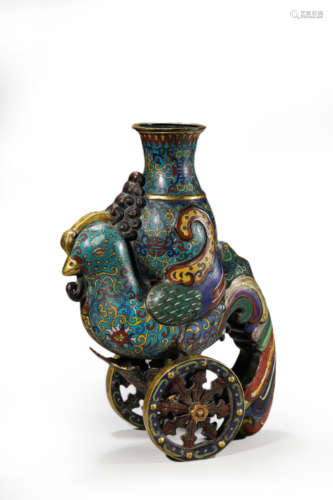 Cloisonne Enamel Bird-Form Zun, Qianlong Mark