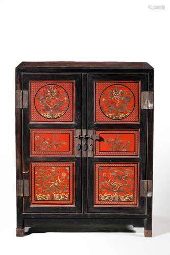 Cinnabar Lacquer Dragon Cabinet