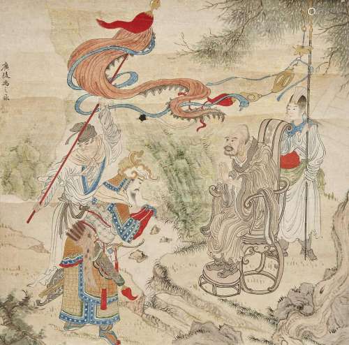 Attributed to Yu Zhiding (1647-1716) General meeting an Arha...