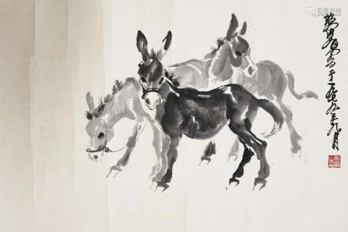 Attributed to Huang Zhou (1925-1997) Donkeys