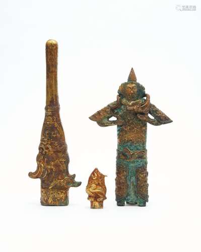 Three gilt bronze ferrules Early Warring States (475 to 221 ...