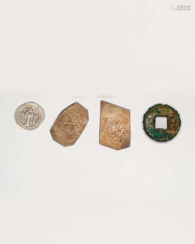 Four gilt-bronze and silver coinages of various origins Han ...