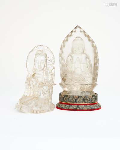 Two rock crystal figures of Guanyin Late Qing dynasty to Rep...