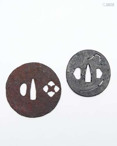 Two Japanese iron Tsuba one marked Nobuie​ [信家], Japan, Mo...