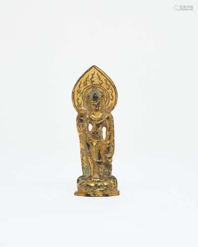 A small gilt bronze standing figure of Bodhisattva, guanyin ...