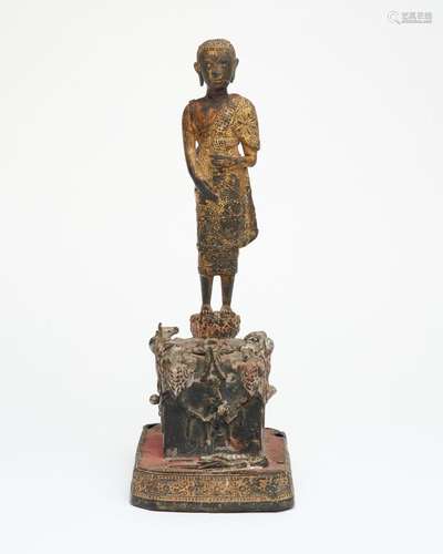 A bronze figure group of Phra Malai the evils Thailand, Ratt...