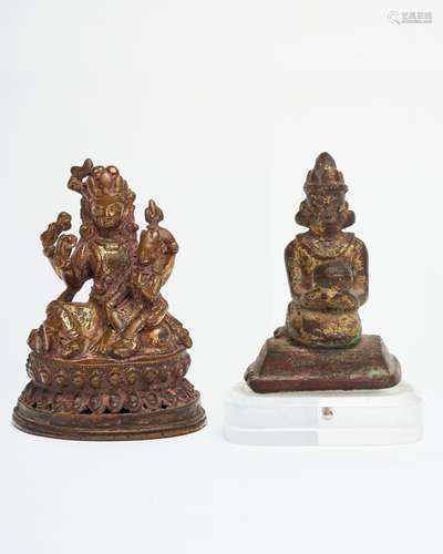 Two gilt bronze or bronze figure (2)