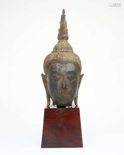 A bronze head of Buddha Sukhothai period, Late 14th to 15th ...