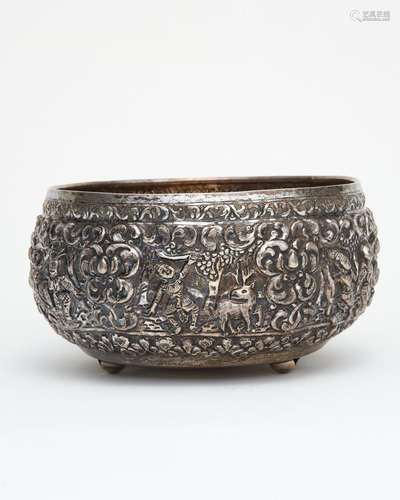 A repoussé silver bowl Burma, 20th century