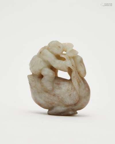 A white jade 'boy and a goose' carving Qing dynasty ...