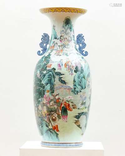 A famille-rose 'Taoist heaven' vase 19th/ 20th centu...