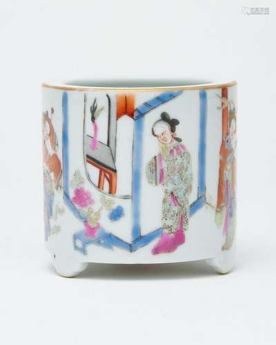 A famille-rose 'four beauties' tripod censer Tongzhi...