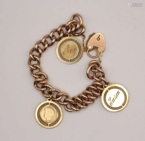 A lady's vintage 9kt yellow gold charm bracelet, weight: 23 ...