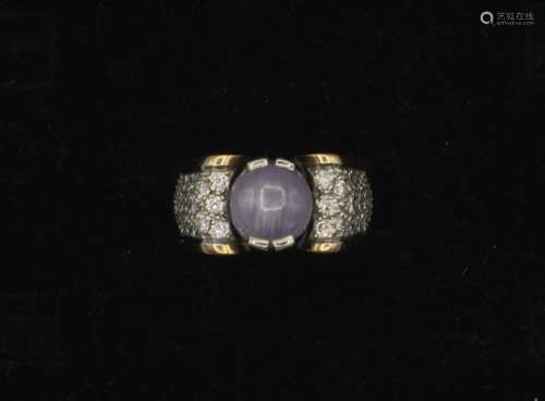 A lady’s 18kt yellow and white gold star sapphire and diamon...