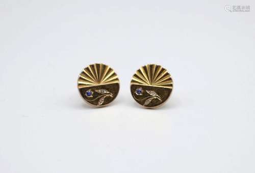 A pair of Ukrainian 14kt yellow gold cufflinks, total weight...