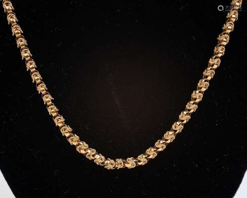 A single strand 14kt yellow gold beaded necklace, necklace: ...