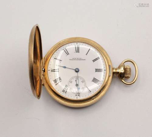 An A.W.W. Co. 14kt yellow gold hunter cased pocket watch