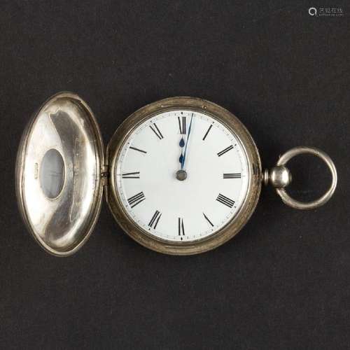 A silver cased half hunter pocket watch,