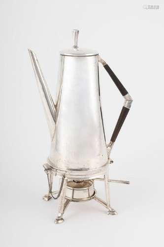 A Mexican 925 silver coffee pot of tapering cylindrical form...