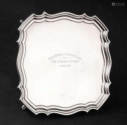 London 1870, a sterling silver salver of rectangular form wi...