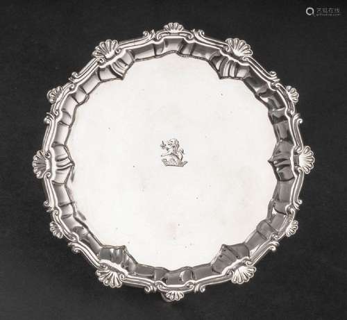 London 1769, a sterling silver salver by Ebeneezer Coker, 6 ...