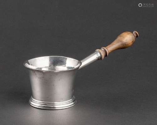 London 1730, a sterling silver brandy saucepan with fruit wo...